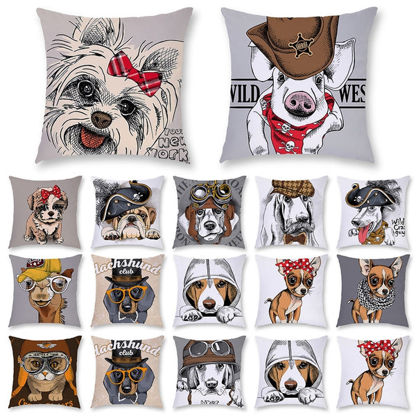 45*45 cm Cartoon Dog Short Plush Pillow Case Cushion Cover