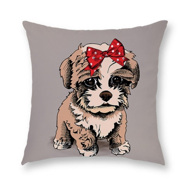 45*45 cm Cartoon Dog Short Plush Pillow Case Cushion Cover