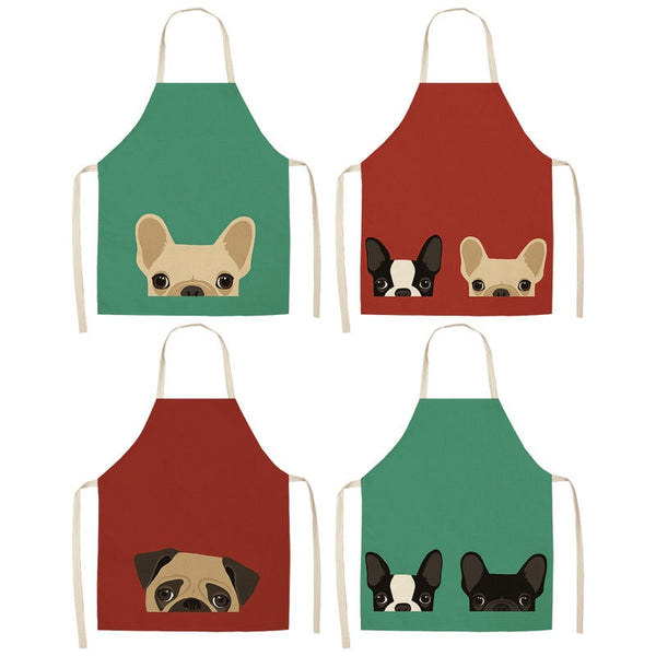 Lovely Bulldog Cotton Linen Kitchen Printed Apron MA0001
