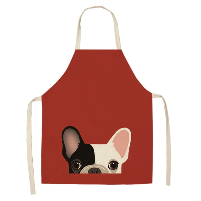 Lovely Bulldog Cotton Linen Kitchen Printed Apron MA0001
