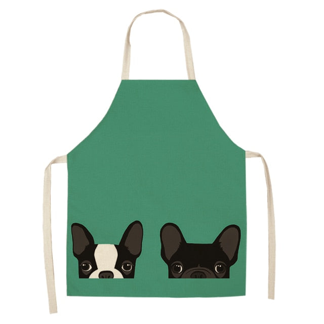 Lovely Bulldog Cotton Linen Kitchen Printed Apron MA0001