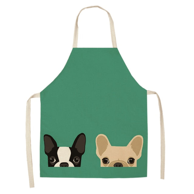 Lovely Bulldog Cotton Linen Kitchen Printed Apron MA0001