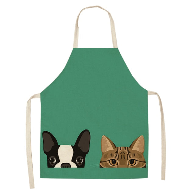 Lovely Bulldog Cotton Linen Kitchen Printed Apron MA0001