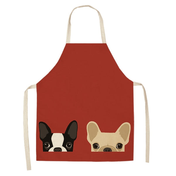 Lovely Bulldog Cotton Linen Kitchen Printed Apron MA0001