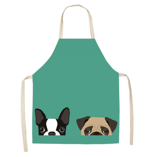 Lovely Bulldog Cotton Linen Kitchen Printed Apron MA0001