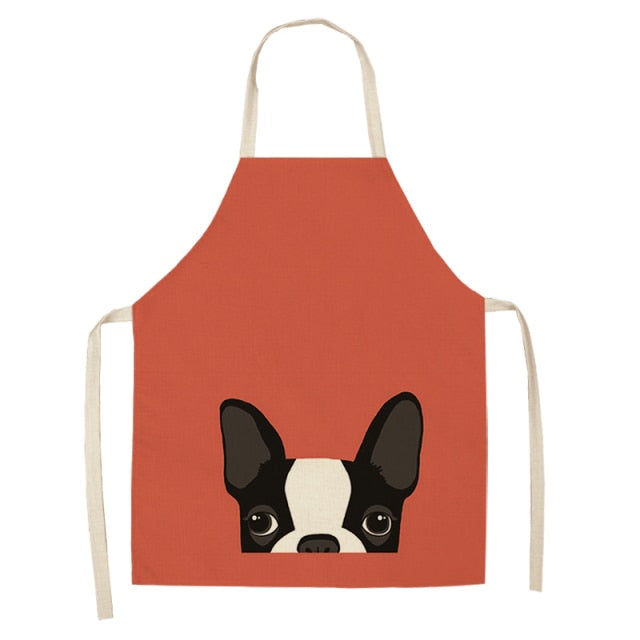 Lovely Bulldog Cotton Linen Kitchen Printed Apron MA0001