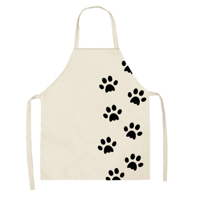 Black Cute Cat Pattern Cotton Linen Kitchen Printed Aprons 46392