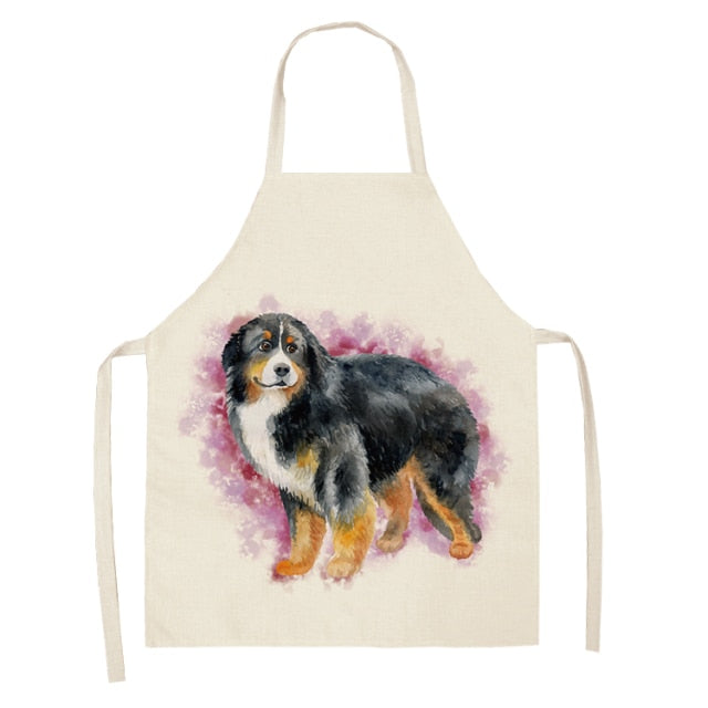 Dog Cotton Linen Kitchen Printed Aprons WQL0199