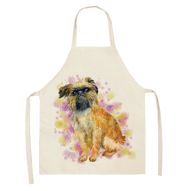 Dog Cotton Linen Kitchen Printed Aprons WQL0199