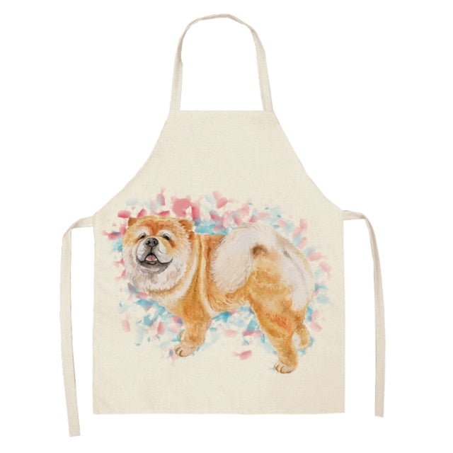 Dog Cotton Linen Kitchen Printed Aprons WQL0199