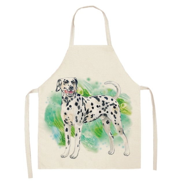 Dog Cotton Linen Kitchen Printed Aprons WQL0199