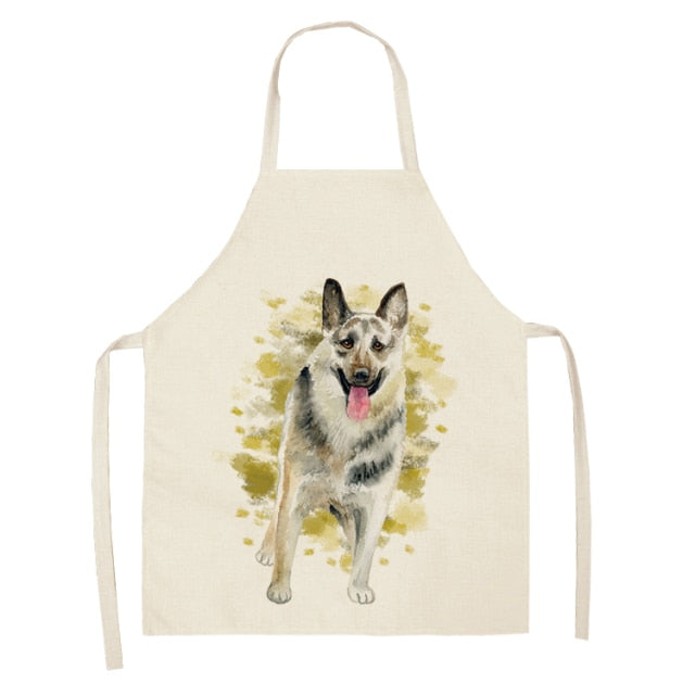 Dog Cotton Linen Kitchen Printed Aprons WQL0199