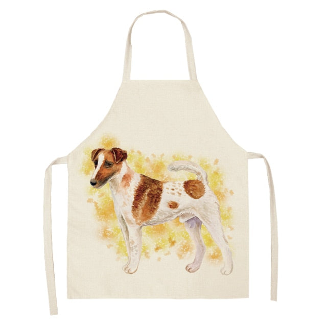 Dog Cotton Linen Kitchen Printed Aprons WQL0199