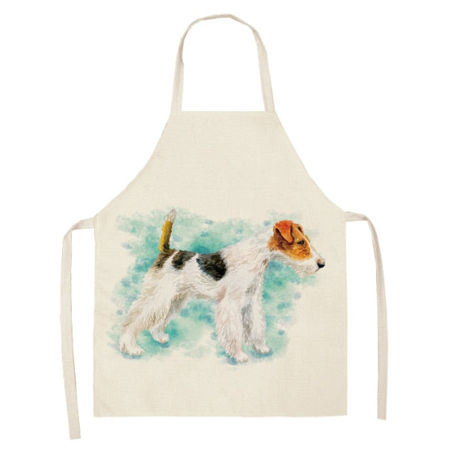 Dog Cotton Linen Kitchen Printed Aprons WQL0199