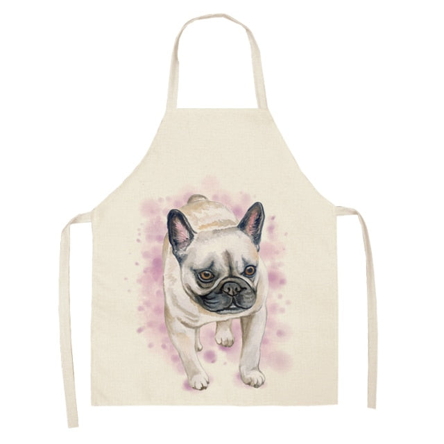 Dog Cotton Linen Kitchen Printed Aprons WQL0199