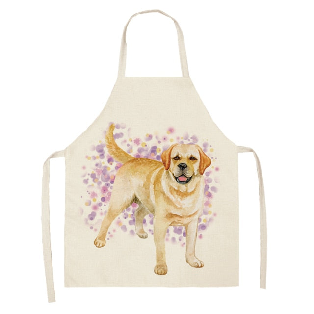 Dog Cotton Linen Kitchen Printed Aprons WQL0199