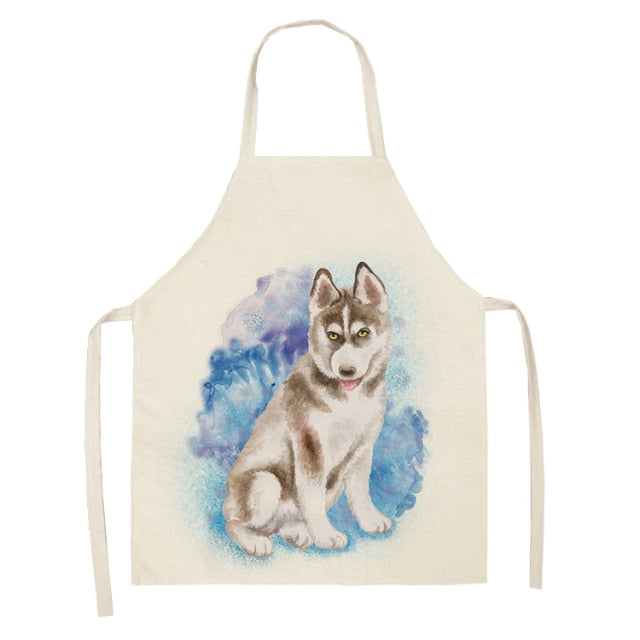 Dog Cotton Linen Kitchen Printed Aprons WQL0199
