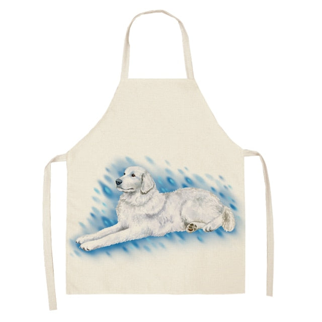 Dog Cotton Linen Kitchen Printed Aprons WQL0199