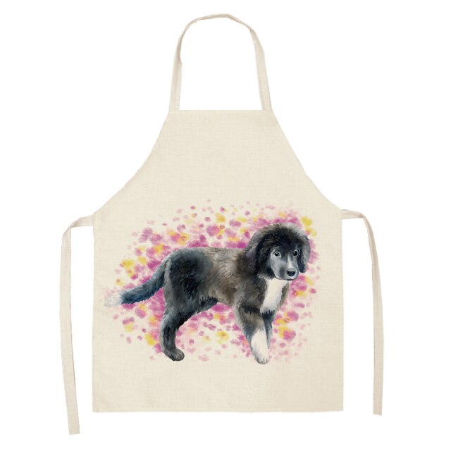 Dog Cotton Linen Kitchen Printed Aprons WQL0199