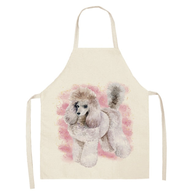 Dog Cotton Linen Kitchen Printed Aprons WQL0199