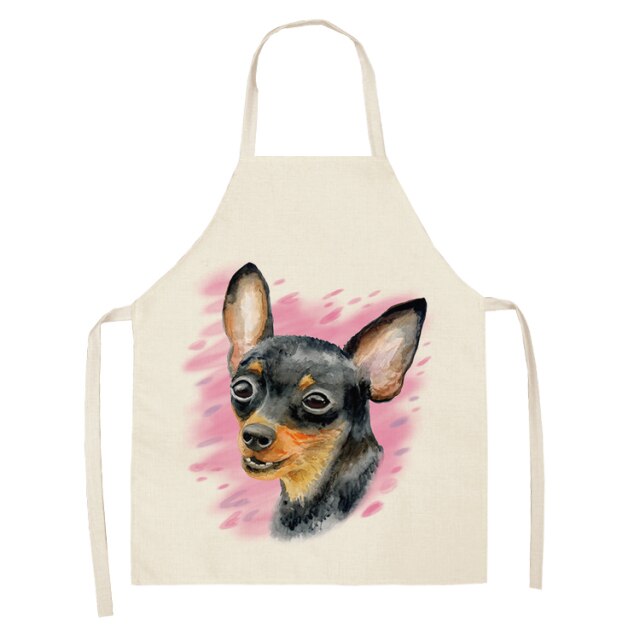 Dog Cotton Linen Kitchen Printed Aprons WQL0199