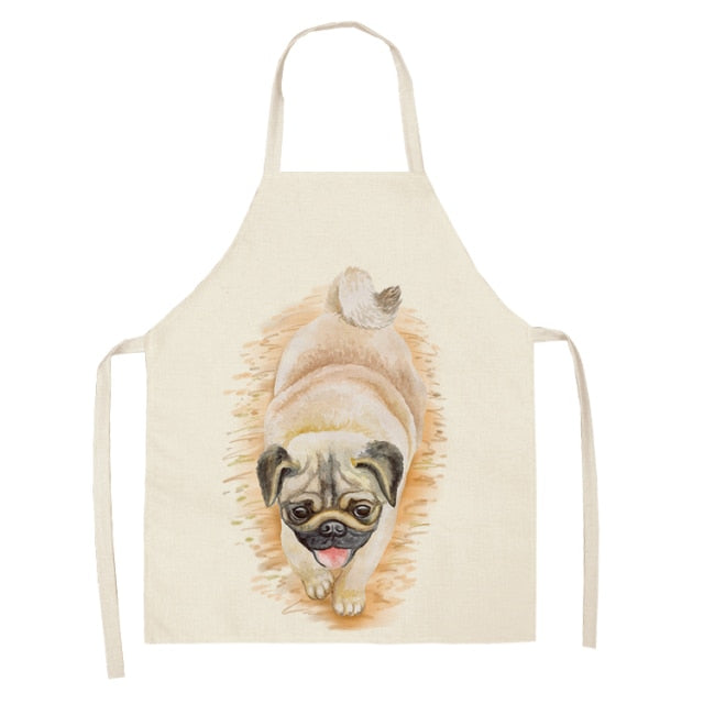 Dog Cotton Linen Kitchen Printed Aprons WQL0199