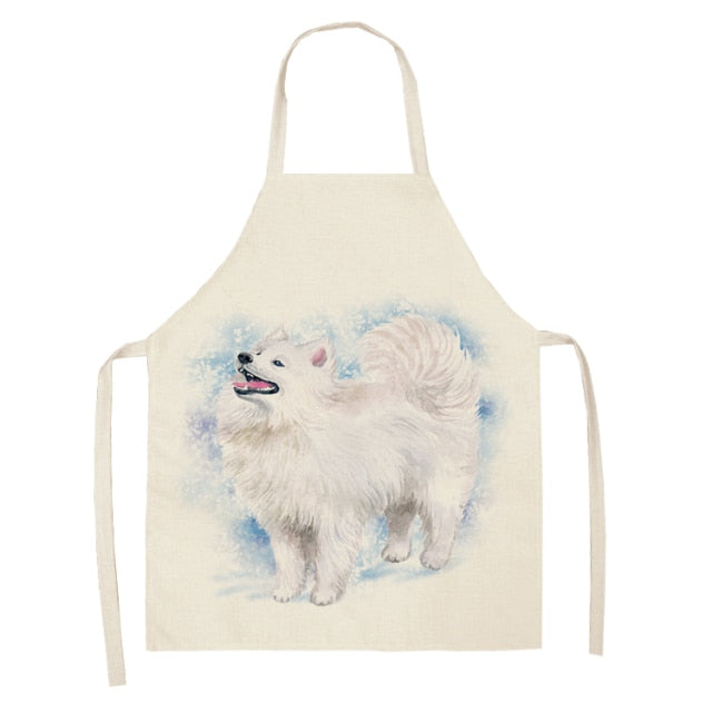 Dog Cotton Linen Kitchen Printed Aprons WQL0199
