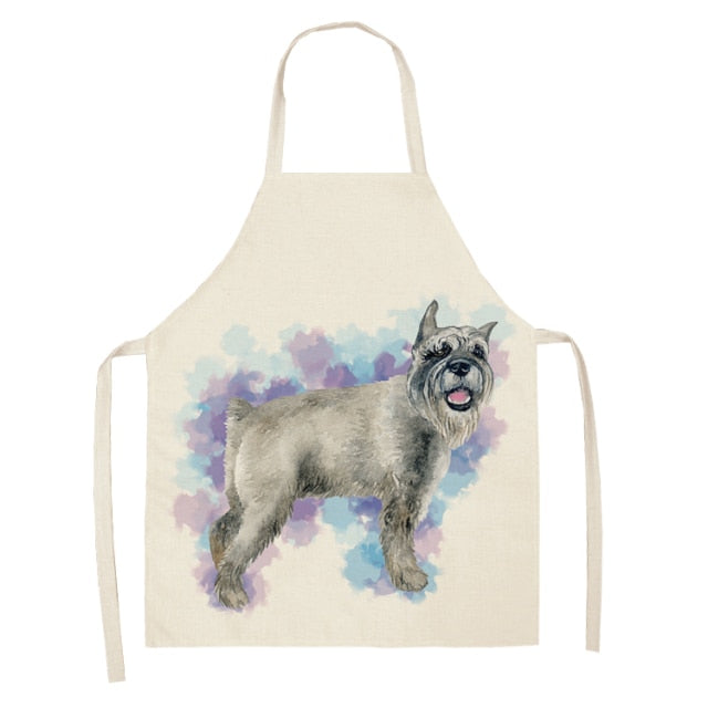 Dog Cotton Linen Kitchen Printed Aprons WQL0199
