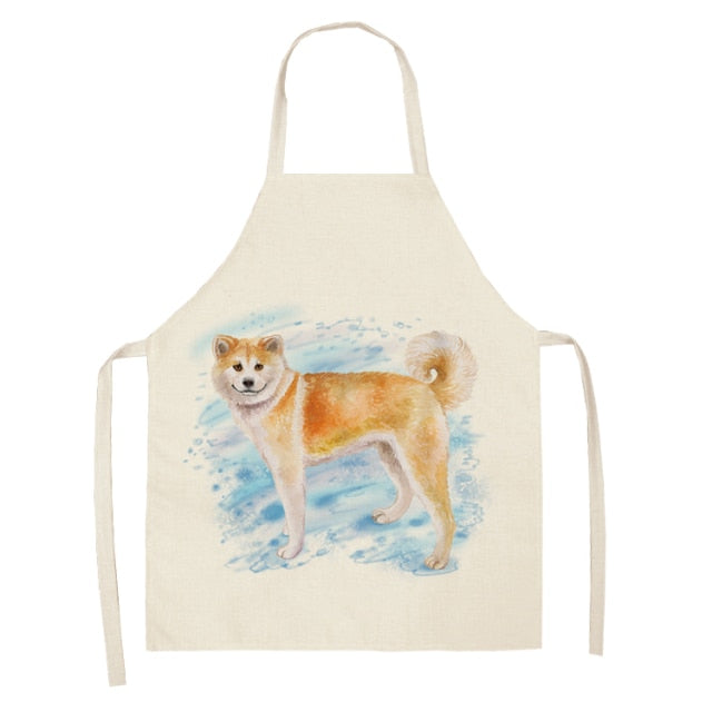 Dog Cotton Linen Kitchen Printed Aprons WQL0199