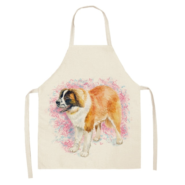 Dog Cotton Linen Kitchen Printed Aprons WQL0199