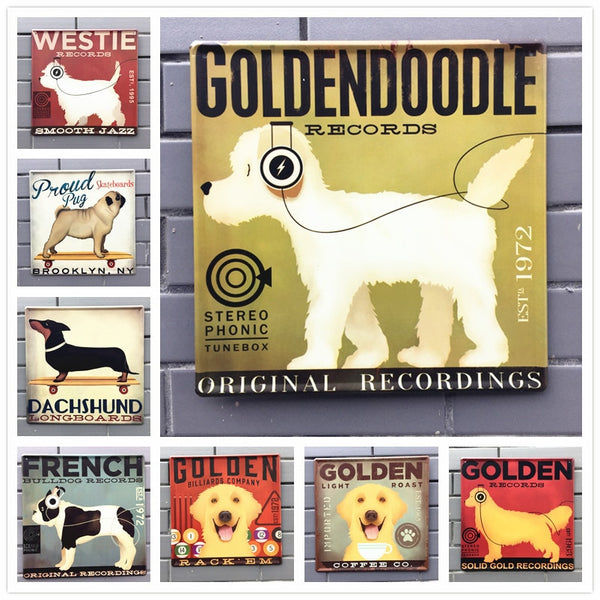 30*30cm Dog Vintage Metal Tin Signs Home Wall Deco N140
