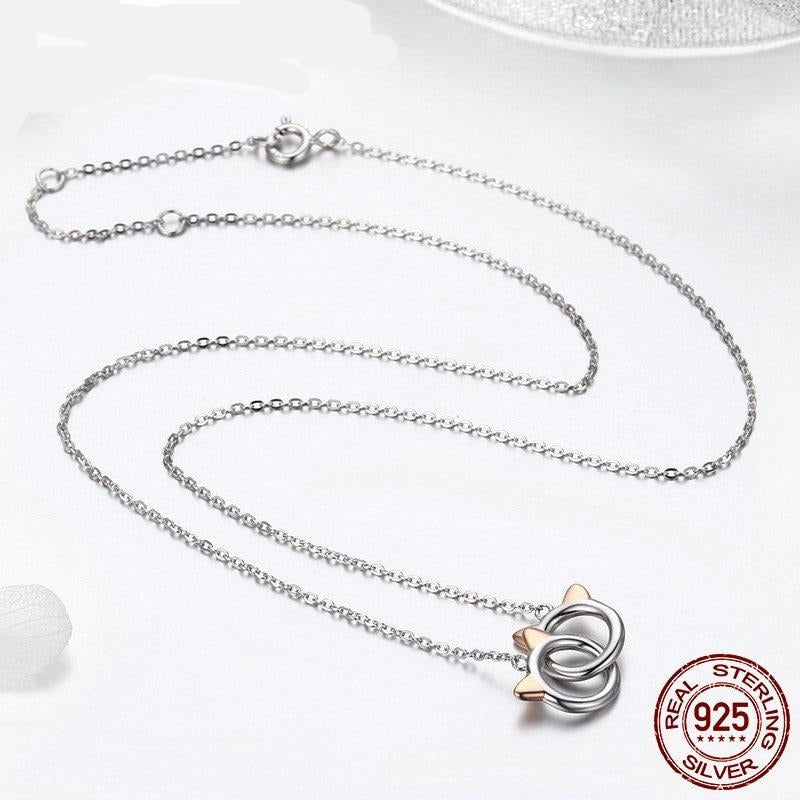 925 Sterling Silver Cat Pendant Necklace CQN252